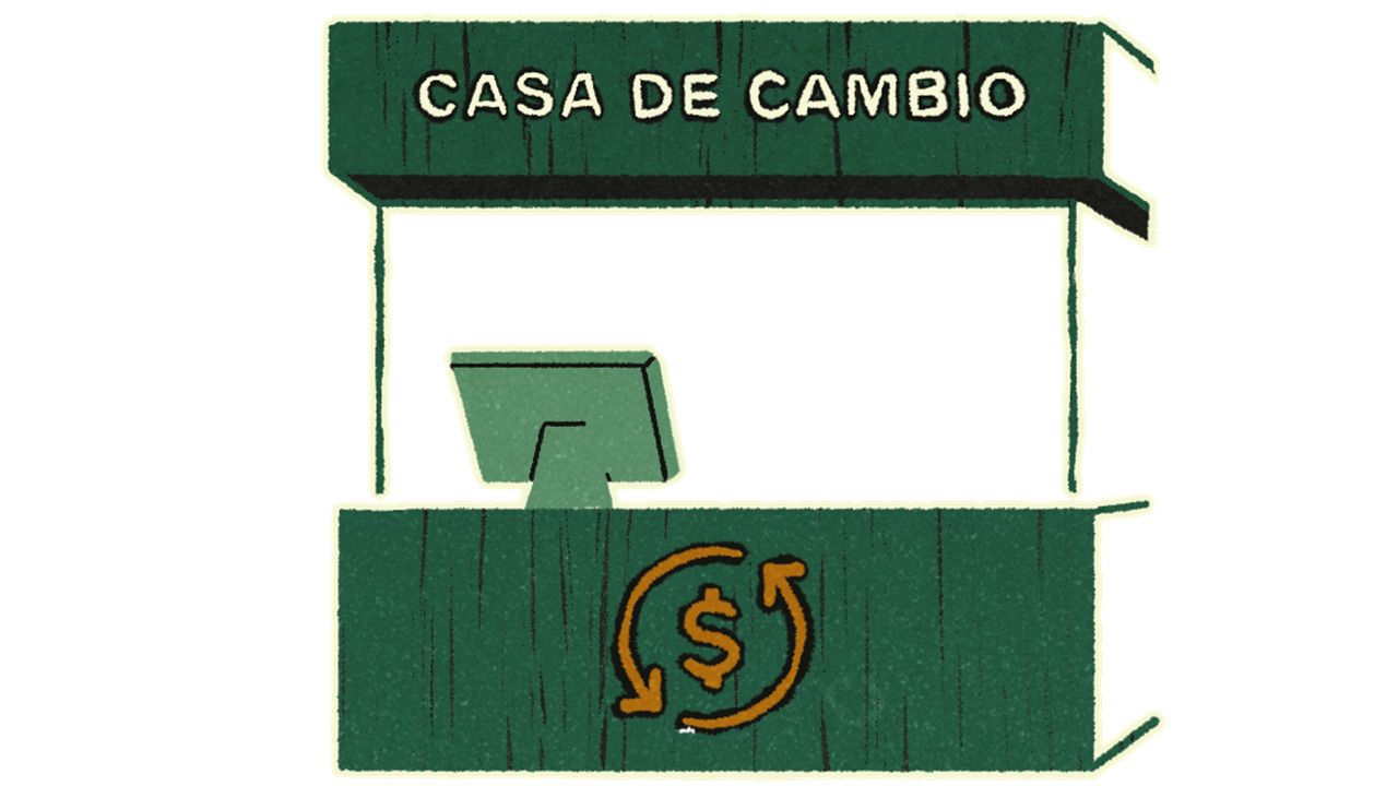 Ilustración de una casa de cambios